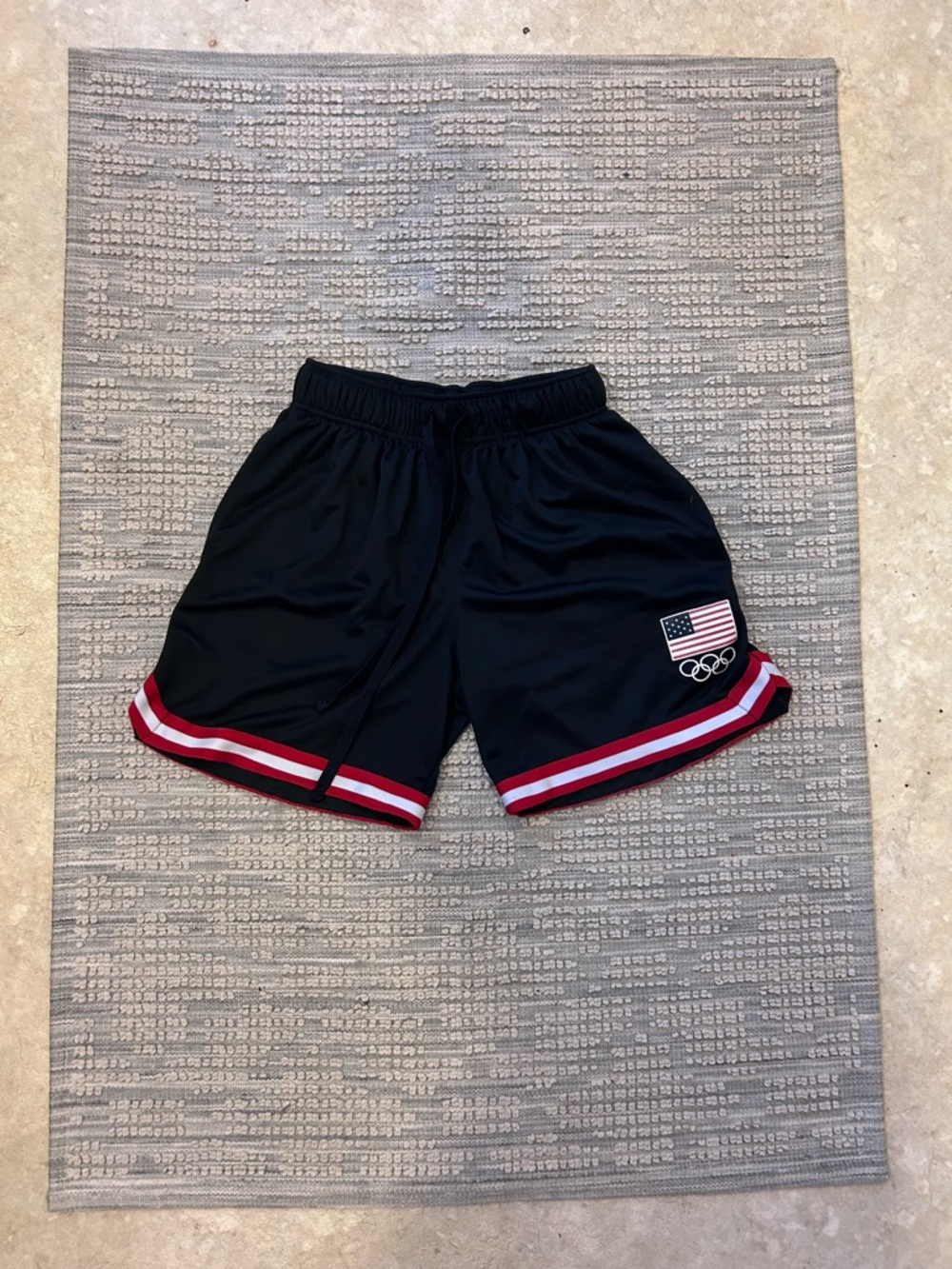 Just USA Black Athletic Shorts with Red and White Trim